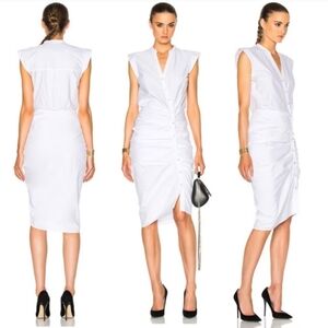 Veronica Beard Ruched Shirt Dress in White Size 20